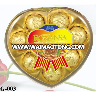 Heart dark compound chocolate with Peanut with Round Box 8PCS G-003